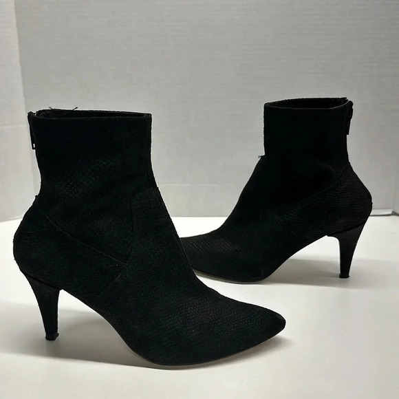 Free People Willa Leather Ankle Witchcore Booties Boots Snake Embossed Black 36 - Picture 2 of 11